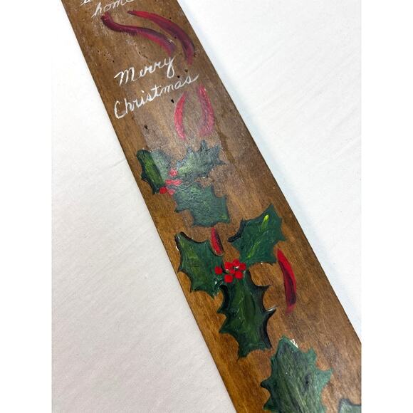 Hand-painted Wooden Holiday repurposed Pelt Hide Stretcher Retro Kitschy Decor - Picture 5 of 10